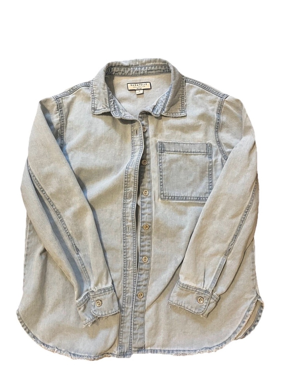 Bagatelle Collection Oversized Lightwash Thick Denim Button Down Size Small